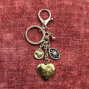 New HEARTS ALLOVER Bag Charm Gold Tone 💕